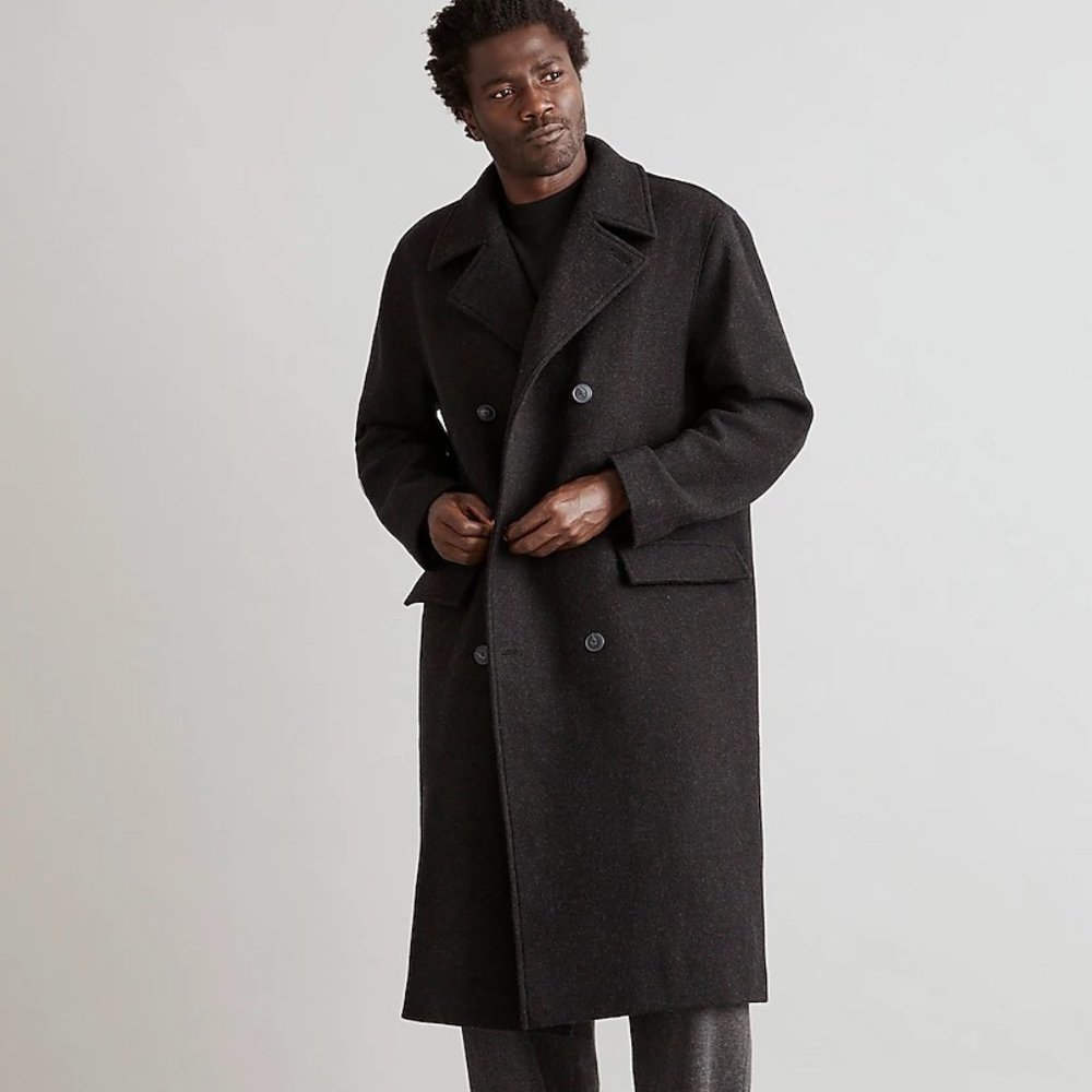 Madewell Men's Double-Breasted Long Coat in Charcoal